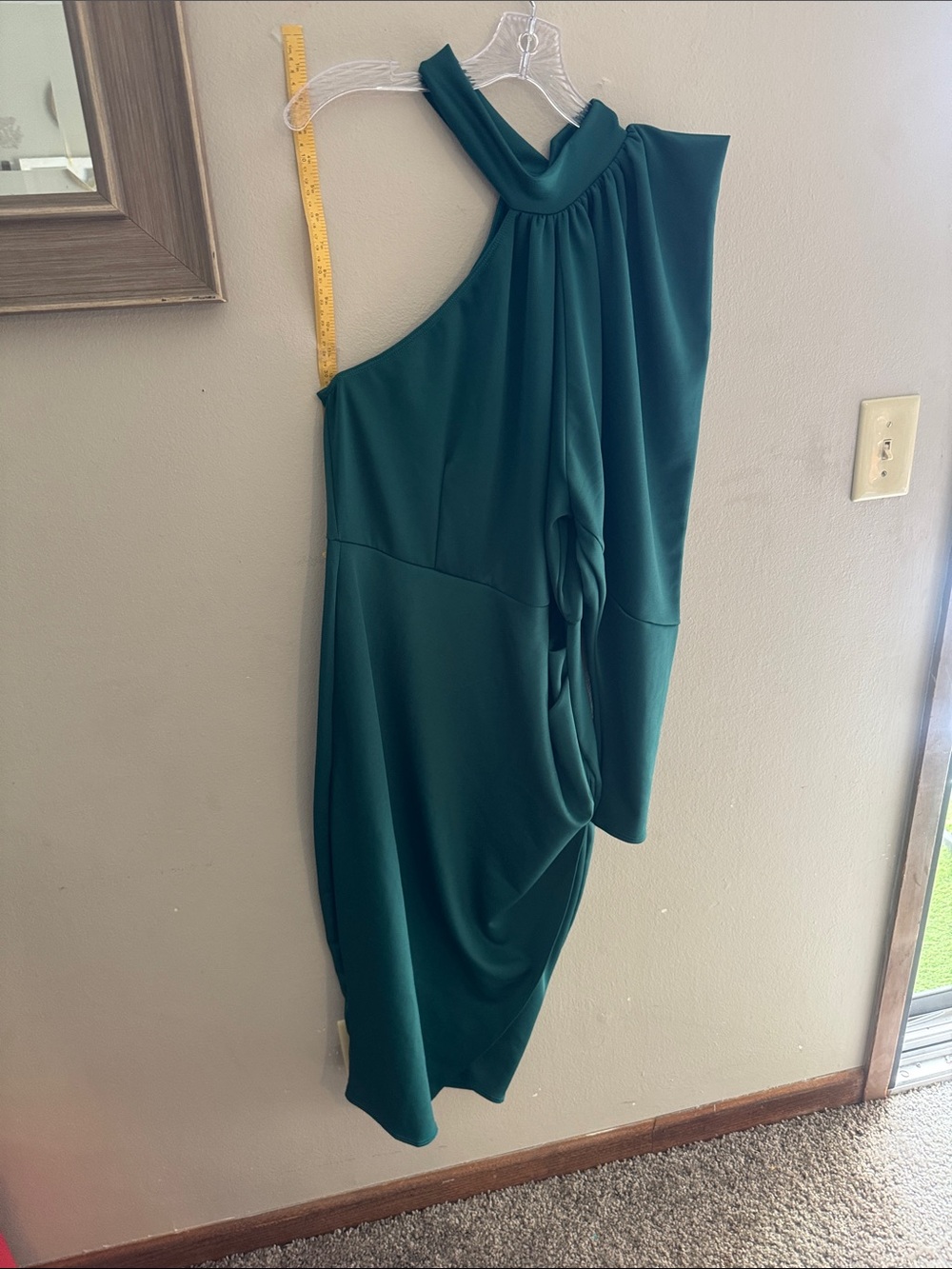 Asymmetric One-Shoulder Dark Teal Cocktail Dress